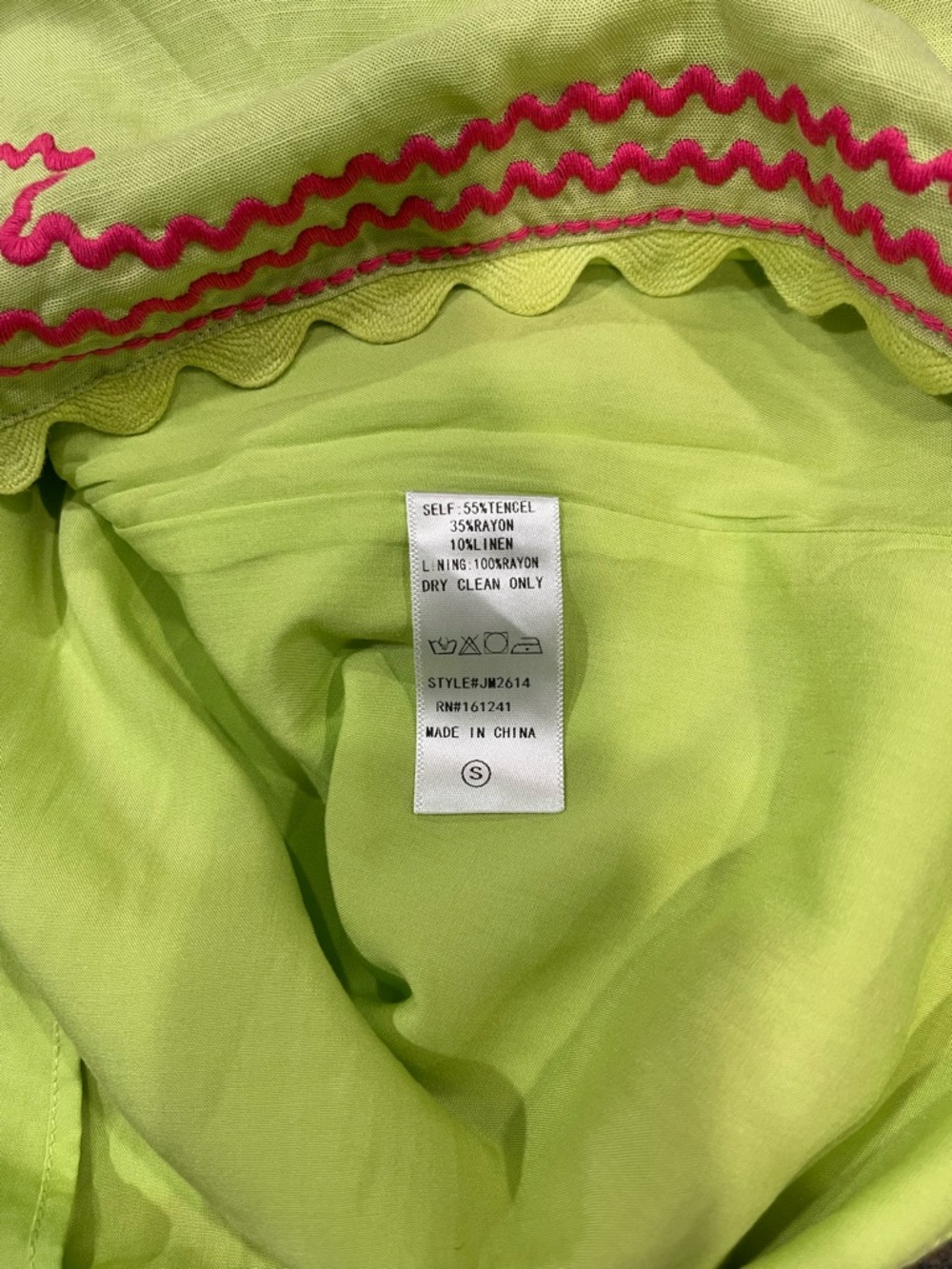 J Marie "Hailey" Lime Green and Pink Colorway Size Small NWT - Picture 7 of 7
